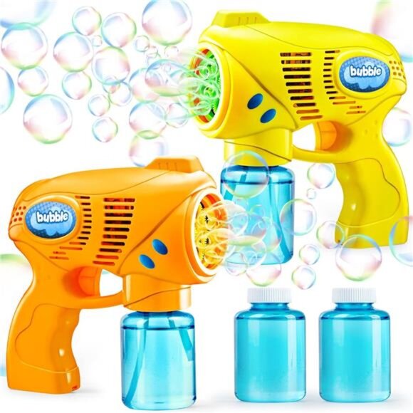 2 Bubble Guns with 2 Refill Solution (10 oz Total), Bubbles Maker, Blower - Picture 1 of 16